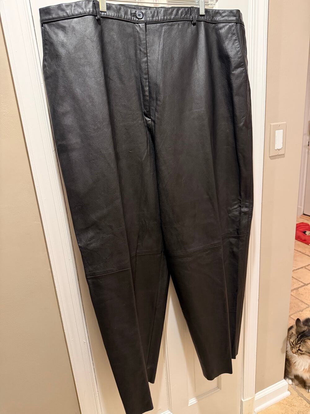 Vintage 90s Edgy Chic Jon Lawrence LTD Black Leather Plus Size Pants Goth Sz28